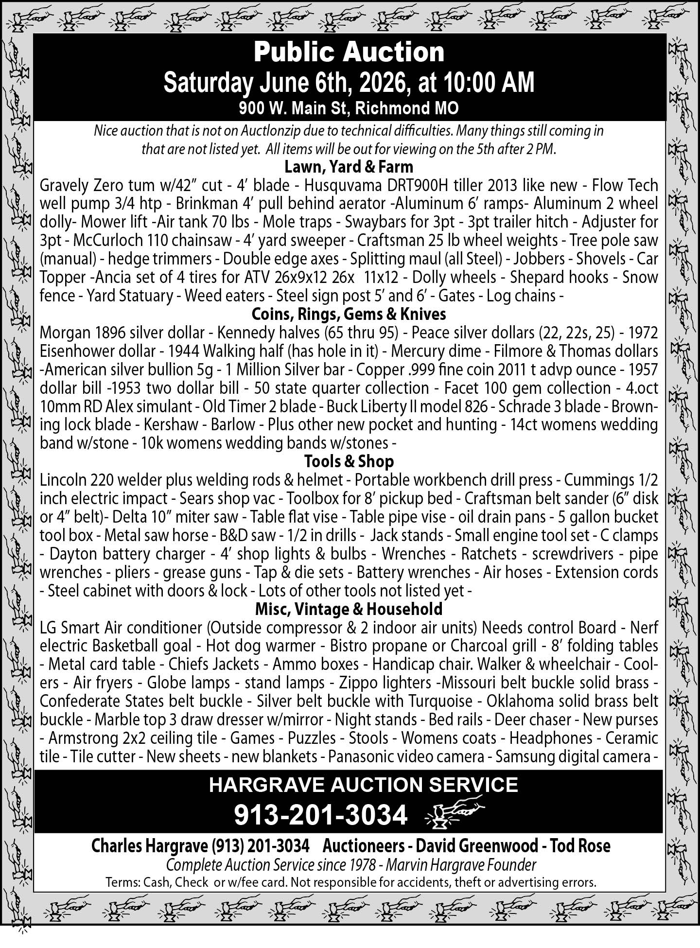 Public Auction - June 6th