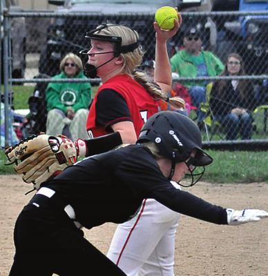 SPARTANS second baseman Hailee Green has no play at second, but she has one at first. And she makes it. SHAWN RONEY | Staff