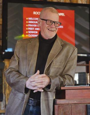 PASTOR ROB KINNARD preaching at the new Rockingham Church. Submitted