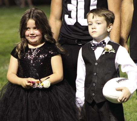 SOPHIA ANDERSON (left) and Wesley Douglas are the Hardin-Central (H-C) kindergarten royalty during the H-C Homecoming King and Queen announcement.