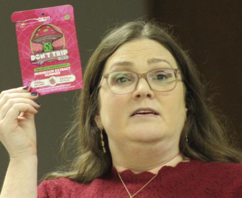 RAY COUNTY COALITION’S guest speaker, Jennifer Rhoad of Smithville Community in Action discusses the effects of synthetic marijuana on youth. SOPHIA BALES | Staff