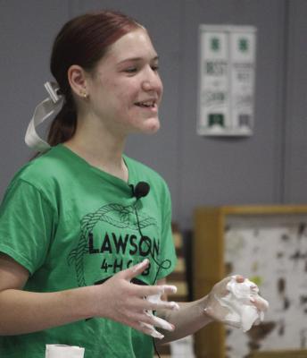 CHARLOTTE SCHREIBER mixes slime as she explains a few simple ingredients can come together to create the popular craft.