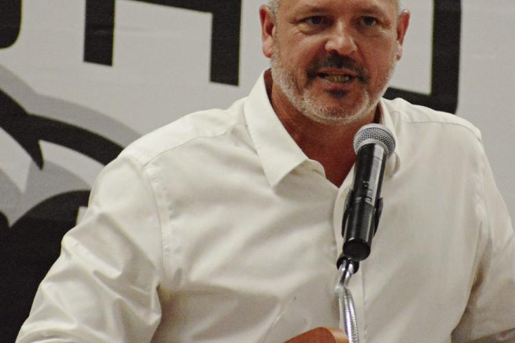 SCOTT ACREE reflects on his athletic career during and after high school as he’s inducted into the Richmond Spartan Athletic Hall of Fame. SHAWN RONEY | Staff