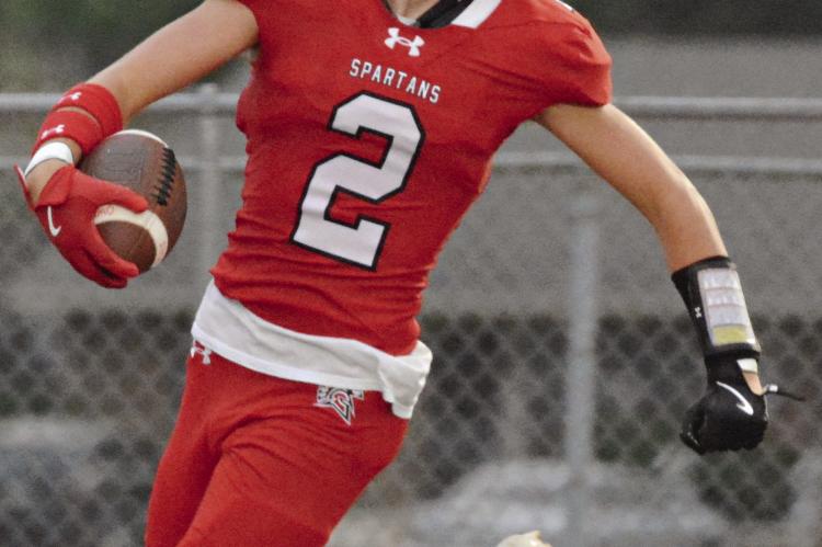 BRYER FARNAN, shown scoring a defensive touchdown in 2024, looks to help Central Methodist University on the offensive side of the ball. SHAWN RONEY | Staff