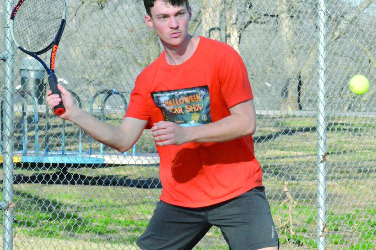 SENIOR BRODY BURNINE has impressed Richmond tennis coach Zachary Baldauf with his work ethic. SHAWN RONEY | Staff