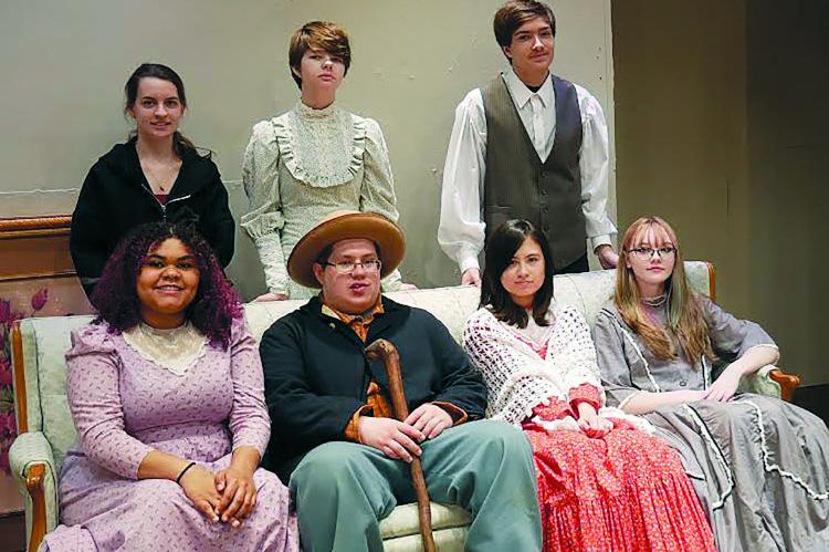 KARA CLAYTON (front row, from left), Sebastian Sviestrup, Ren Baska and Kalie Hendrix. Back row: Maddie Johnson (back row), Raigan Braley and Timothy Vaughn are ready for their performance this weekend. SHARI DONALDSON | Submitted