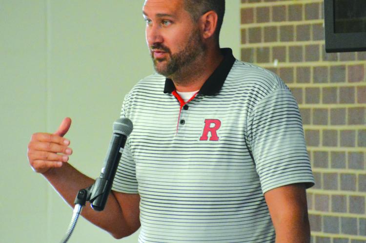 RICHMOND ACTIVITIES DIRECTOR Matt Habermehl gives parents and some students SHAWN RONEY | Staff