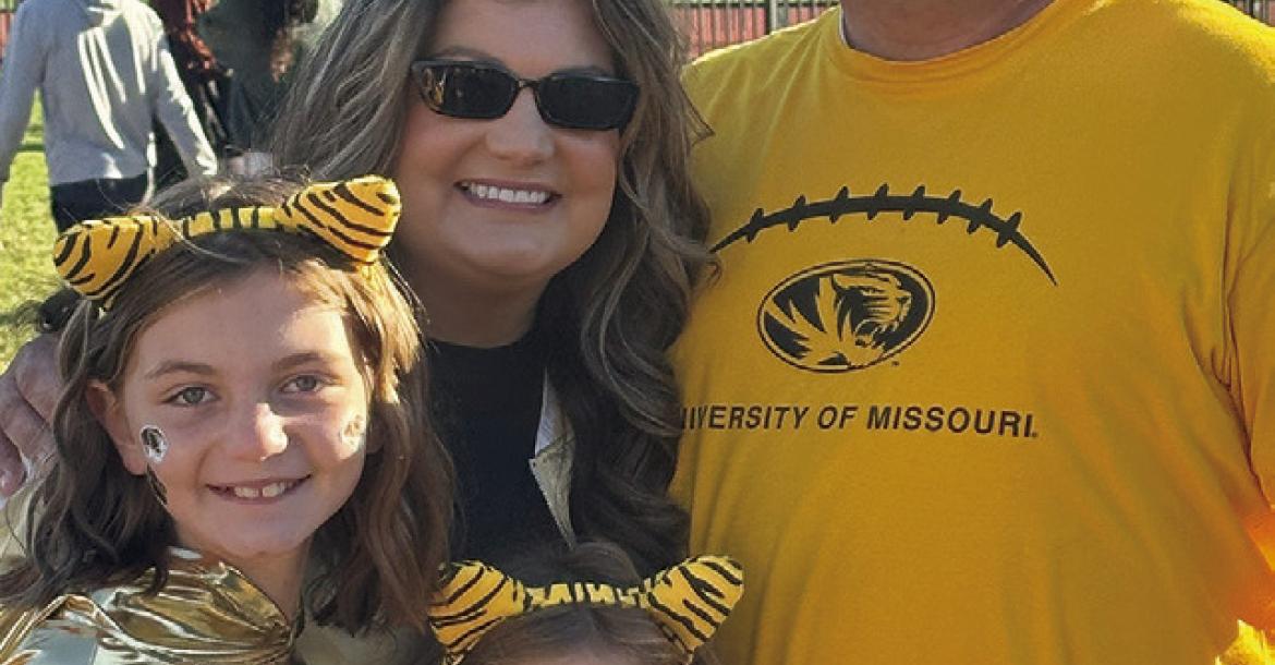PAIGE BROCK (second from left) credits her husband, Cody, as her biggest supporter as she balances teaching with life alongside their daughters, Chesney and Bellamy. Submitted