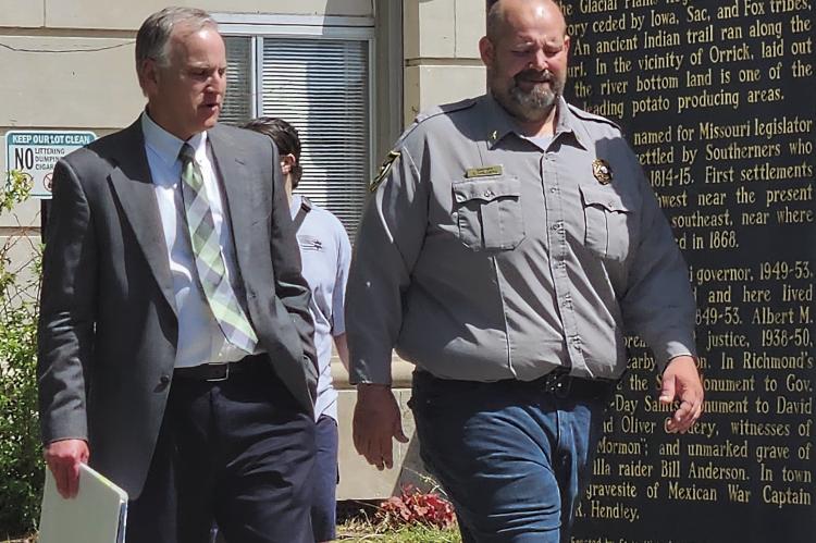 SCOTT CHILDERS walks out of the Ray County Courthouse after his motion to dismiss the case was denied. MIRANDA JAMISON | Staff