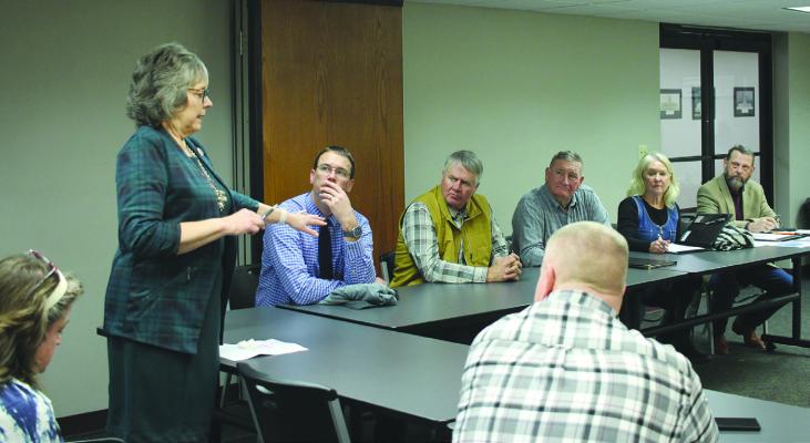 DISTRICT 7 STATE Rep. Peggy McGaugh begins the state Highway A discussions. SOPHIA BALES | Staff