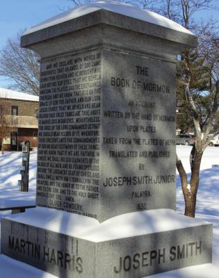 THE FOUR SEASONS AND THREE THREE WITNESSES MONUMENT IN PIONEER CEMETERY WINTER