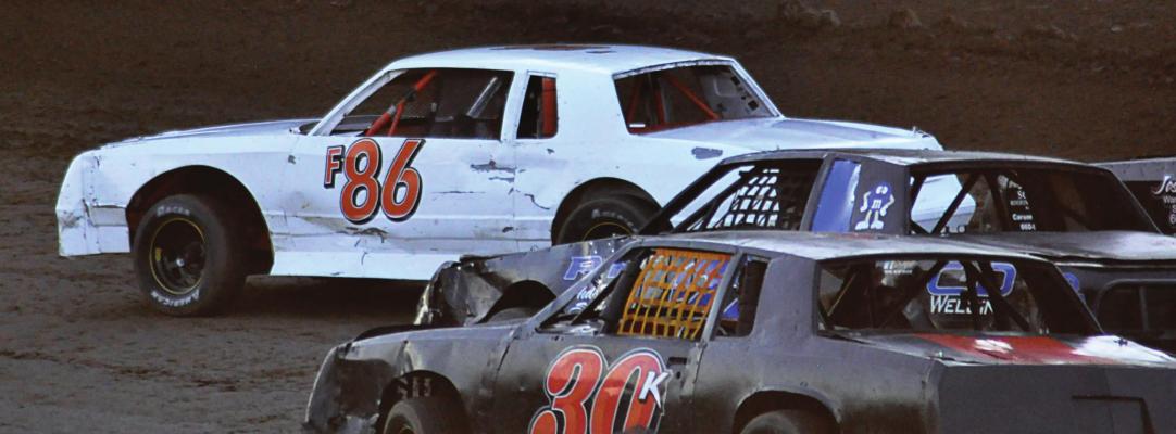DRIVING HIS DAD’S F86 car, Blaine Nolker of Hardin slides through a turn during his heat race Aug. 15 at Central Missouri Speedway, located a few miles north of Warrensburg. SHAWN RONEY | Staff