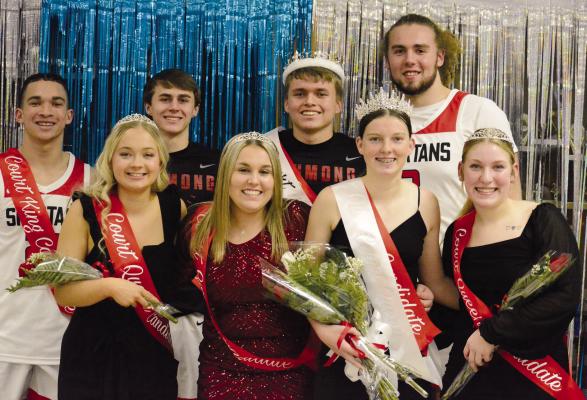 THE ROYALTY COURT for the 2023 Court Warming are (back row) Prince Donivan Williams, Prince Dayne Loftin, king Eli Steele and Prince Jack Gouge. Front row: Princess Zalie Gregory, Princess Aireanna Hoeppner, Queen Trinidy Fisk and Princess Haylee Weber. SHAWN RONEY | Staff