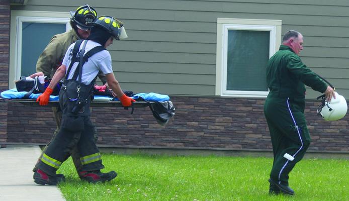 A child who was possibly kicked or stepped on by a horse was transported by Lawson Fire Department to Wood Height Fire Department to await Lifelight helicopter transport to Children’s Mercy Hospital. MIRANDA JAMISON | Staff