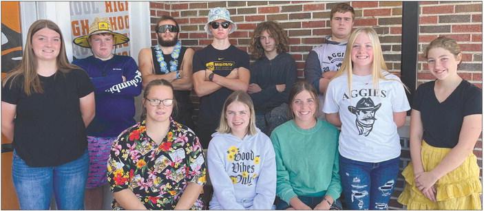 ALL HARDIN-CENTRAL Homecoming candidates are Kelsie Covey (front row, from left), Miranda Smith, Libby Fifer, Emily Barrett and Amanda Wollard. Back row, from left: Lilly Lyon, Jace McNelly, Denver Douglas, Drew Hawkins, Hayden Heil and Kody Mussleman. SOPHIA BALES | Staff