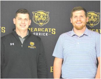 SHAWN RONEY | Staff SUPERINTENDENT SCOTT GUILKEY, left, and secondary school Principal John Haley are among the new faces this school year on the Orrick campus.