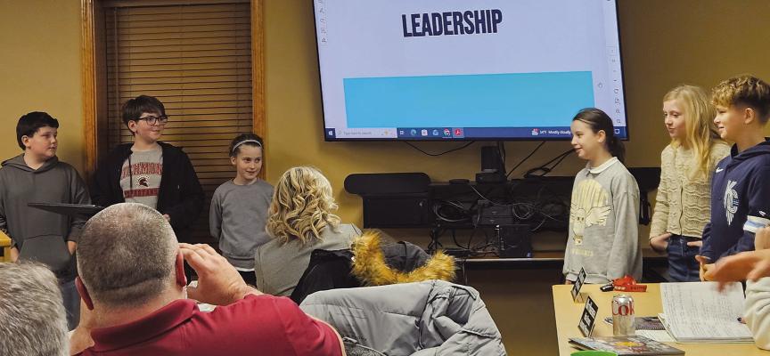 STUDENT MEMBERS of the Sunrise Elementary Leadership Club share details regarding fundraising and community service efforts. MIRANDA JAMISON | Staff
