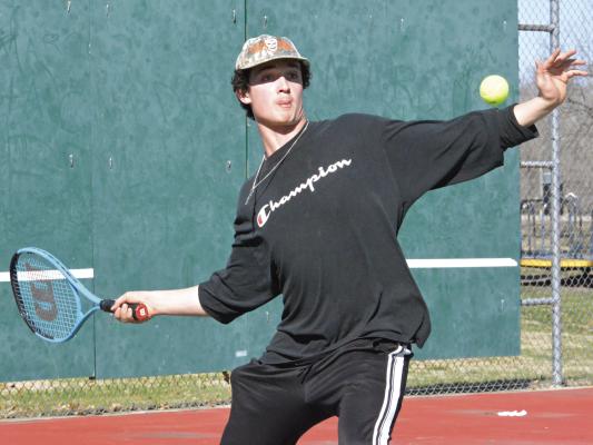 JAZSPHER ULLEBERG, a Richmond junior, sets up for a forehand shot.