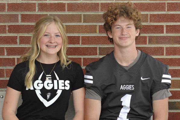 HOMECOMING QUEEN candidate Emily Barrett (left) will be escorted Friday by king candiate Kalel Bowman. SHAWN RONEY | Staff