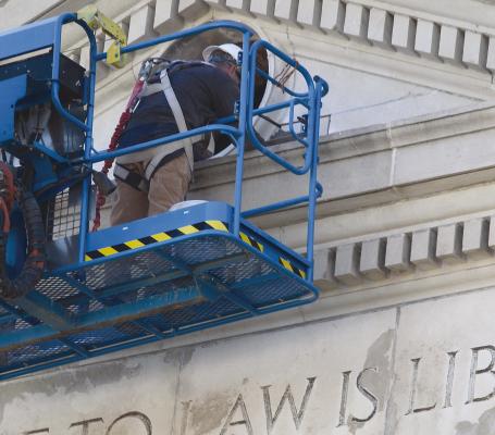 EXTERIOR CLOCKS are added to the Ray County Courthouse, closing out a long-discussed item before the county commission. MIRANDA JAMISON | Staff