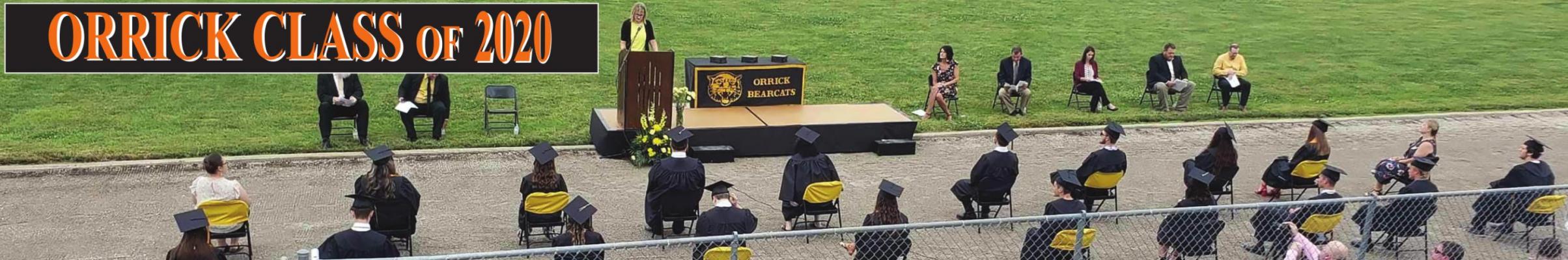 MICHELLE WITYK addresses the Class of 2020, which gathers to participate in graduation after weeks of delay caused by the COVID-19 pandemic.
