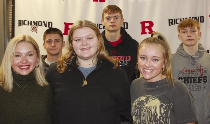 Richmond High School queen and king candidates are Livia Cavanah (from left), Mason Dunwoodie, Jayden Allnutt, Hunter Mitchell, Hailee Green and Cayden Morris. SOPHIA BALES | Staff