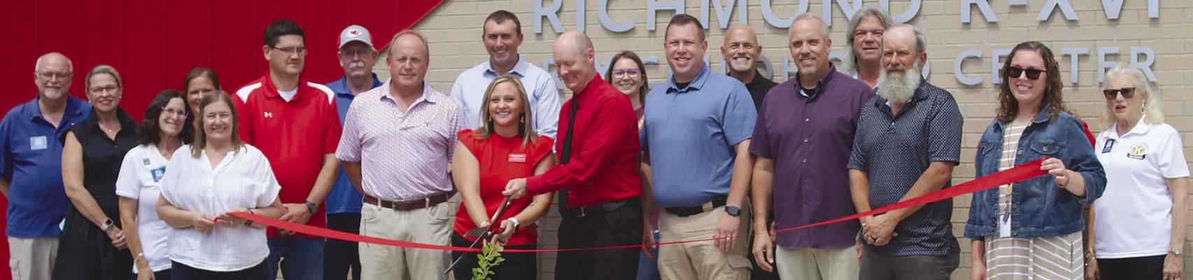 RICHMOND R-XVI SCHOOL DISTRICT officials and community members mark the opening of the new Early Childhood Center with a ribbon-cutting at Dear Elementary School. The newly completed addition expands the district’s early childhood education space with dedicated classrooms, open play areas, sensory-rich environments and breakout calm-down rooms. SHARON DONAT | Staff