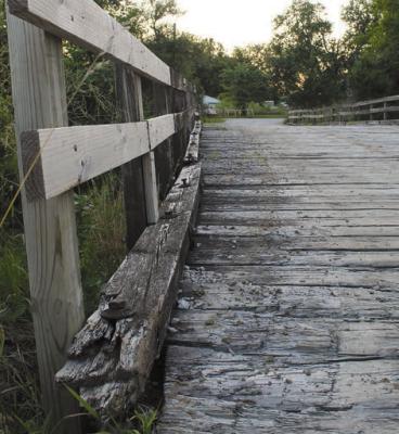 THE BRIDGE ON Myers Road shows signs of deterioration. Plans to replace this bridge are underway. SHARON DONAT | Staff