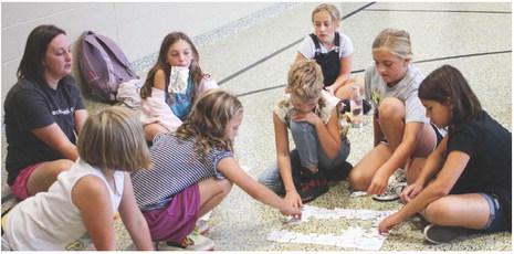 STEPHANIE SCHOENECK, left, is a resident of Orrick and community member who is leading the Girls on the Run program for the Orrick R-XI School District, along with Rhonda Roe, an Orrick faculty member. SOPHIA BALES | Staff