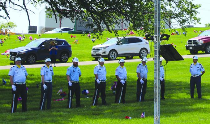 AMERICAN LEGION honor guard prepares for 21-gun salute during the Memorial Day ceremony at Memory Gardens. SHARON DONAT | Staff