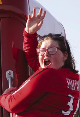 CHEYENNE SHARP gives a shout out to friends. See more photos on page 16. SOPHIA BALES | Staff