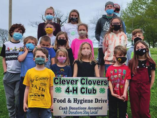 CLOVER MEMBERS are Eddie Rich, Darcy Mae Bilbrey, Isabella Schoeneck, Griffin Schoeneck, Emmaleigh Schoeneck, Eli Stock, Malachi Eggers, Adison Mayfield, Emerson Mayfield, Zachary Schoeneck, Gabriel Stock, Sloane Black, Ava Evans, Ashley Stewart, Malia Fairchild, Logan Oliphant and Wyatt Young.