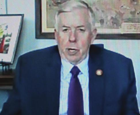 USING a social media platform, Gov. Mike Parson talks about the ongoing opioid crisis with media members last week. J.C. VENTIMIGLIA | Staff