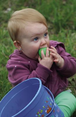EMMA HAMILTON enjoys her Easter findings.
