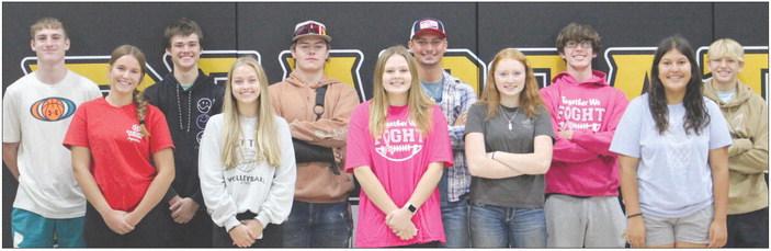 LYRIC ARNOLD (front row, from left), Payton Vassmer, Natasha Hicks, Natalie Williams and Victoria Graves. Lucas Walker (back row, from left), Logan Dennis, Ashton Toland, Hunter Spear, Jonathon Harris and Stryker McNary. Not pictured is Kierstin McElwee. | Submitted
