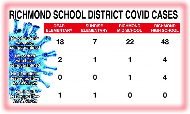 This chart outlines the number of Covid-19 cases within the district