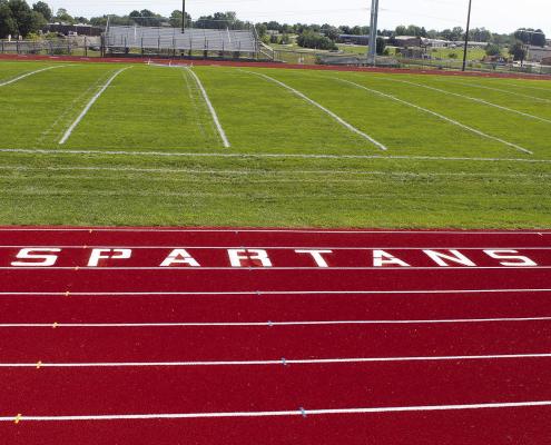 THE RICHMOND HIGH SCHOOL track was recently resurfaced and painted, just in time for the start of the new school year. MIRANDA JAMISON | Staff