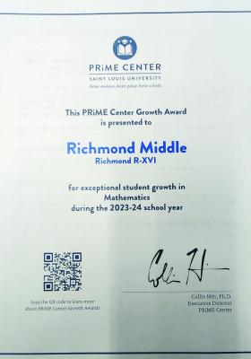 RMS recognized for outstanding student growth in mathematics