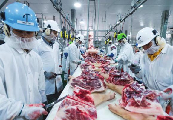 PRESTON KERES | U.S. Department of Agriculture MEAT PROCESSING resumes at the plant shortly after employee tests positive for COVID-19.