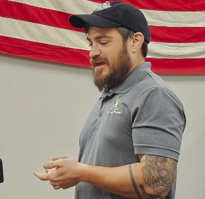 KURT CROIX addresses county officials, questioning county transparency and raising repeated concerns about unresolved road drainage issues near his property. MIRANDA JAMISON | Staff
