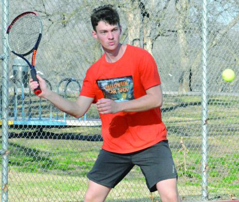 SENIOR BRODY BURNINE has impressed Richmond tennis coach Zachary Baldauf with his work ethic. SHAWN RONEY | Staff