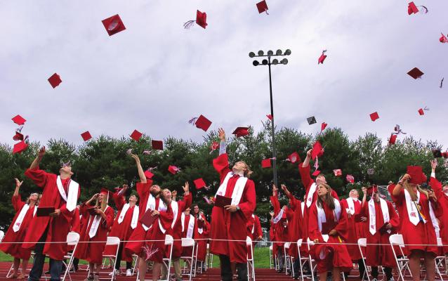 THE PANDEMIC leaves graduates in doubt, but finally, Richmond High School seniors get to toss their caps.