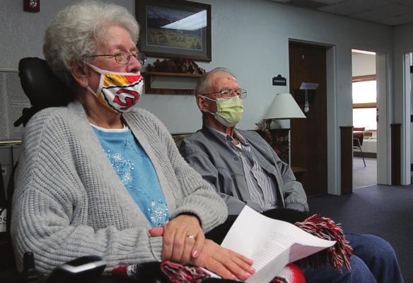 SIDE BY SIDE, Lois A. Holt, 84; and her husband, Anthony H. Holt, 81, look forward to entertaining family at Shirkey Nursing and Rehabilitation Center, Richmond. After being closed to visitors for the past year because of COVID-19, the center has reopened.