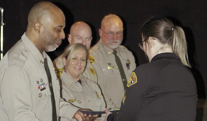 RAY COUNTY SHERIFF’S OFFICE command staff recognizes personnel during the agency’s first formal awards ceremony, which included honors for service, leadership and resilience. SHARON DONAT | Staff