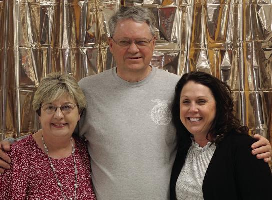 RMS MATH TEACHER Brenda Hamm (from left), RMS and RHS agriculture teacher Charles Foreman and RMS science teacher Christina McClure are honored at the end-of-the-school-year retirement party. SHARON DONAT | Staff