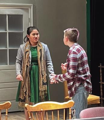 ASPEN ERSKINE AND MARLIE MCADAMS are contributing characters to the Richmond High School spring play “ 12 Incompetent Jurors” by Ian McWethy. The first showing is at 7 p.m. Friday at the Farris Theatre on Main Street. See page 12 for story and additional photos. SOPHIA BALES | Staff