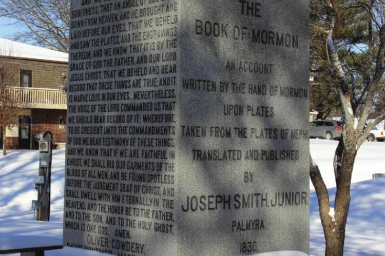 THE FOUR SEASONS AND THREE THREE WITNESSES MONUMENT IN PIONEER CEMETERY WINTER