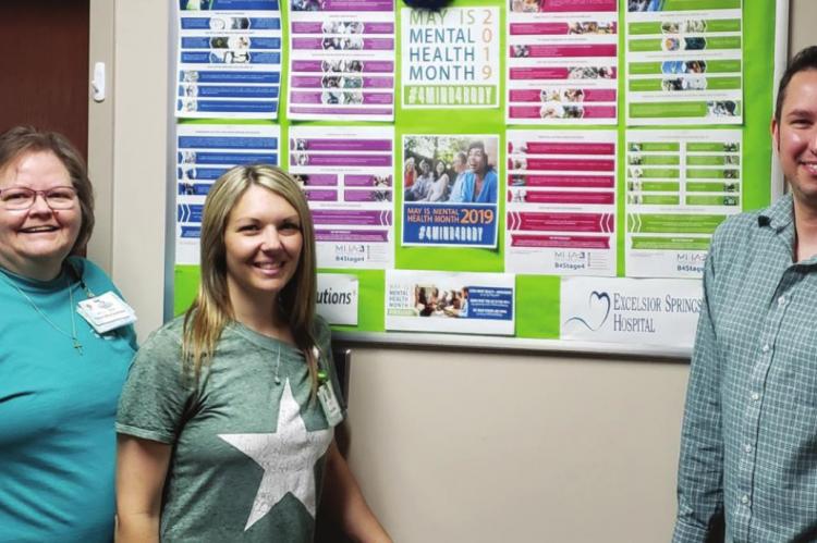CELEBRATING May as Mental Health Awareness Month, from left, are Marti Daily, RN-program nurse; Lindsey Hash, program director; and Ethan Kent, program therapist.