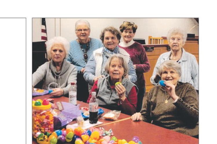 Submitted NANCY COLEMAN (back, from left), Patsy Macey, Jeanne Schmidt, Doris Claypole, along with Barbara Porter (front row) Jan Carnahan and Beverly Phipps help the city of Richmond fill eggs.
