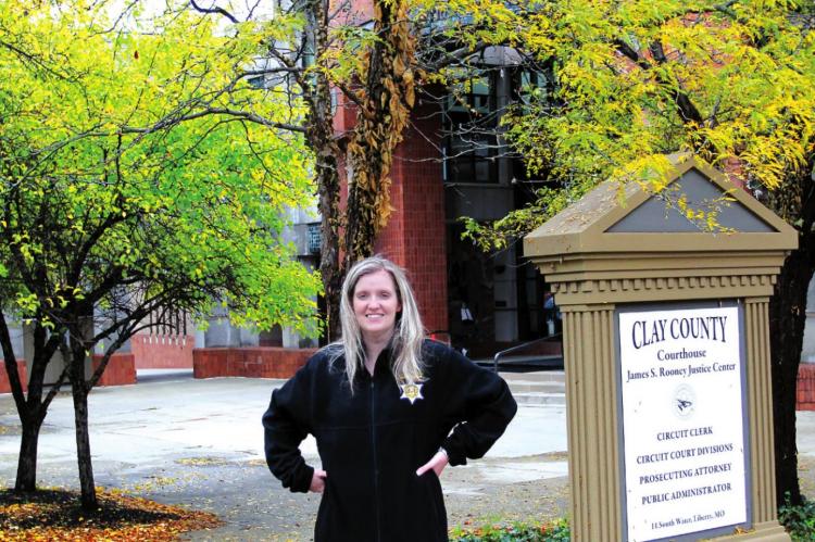 ACROSS from the Bill Brandom Law Enforcement Center in Liberty, sheriff’s spokeswoman Sarah Boyd before the vote Tuesday says there is a critical need to pass the law enforcement tax renewal question, Proposition 1. The center, including the jail, is part of the James S. Rooney Justice Center complex. J.C. VENTIMIGLIA | Staff